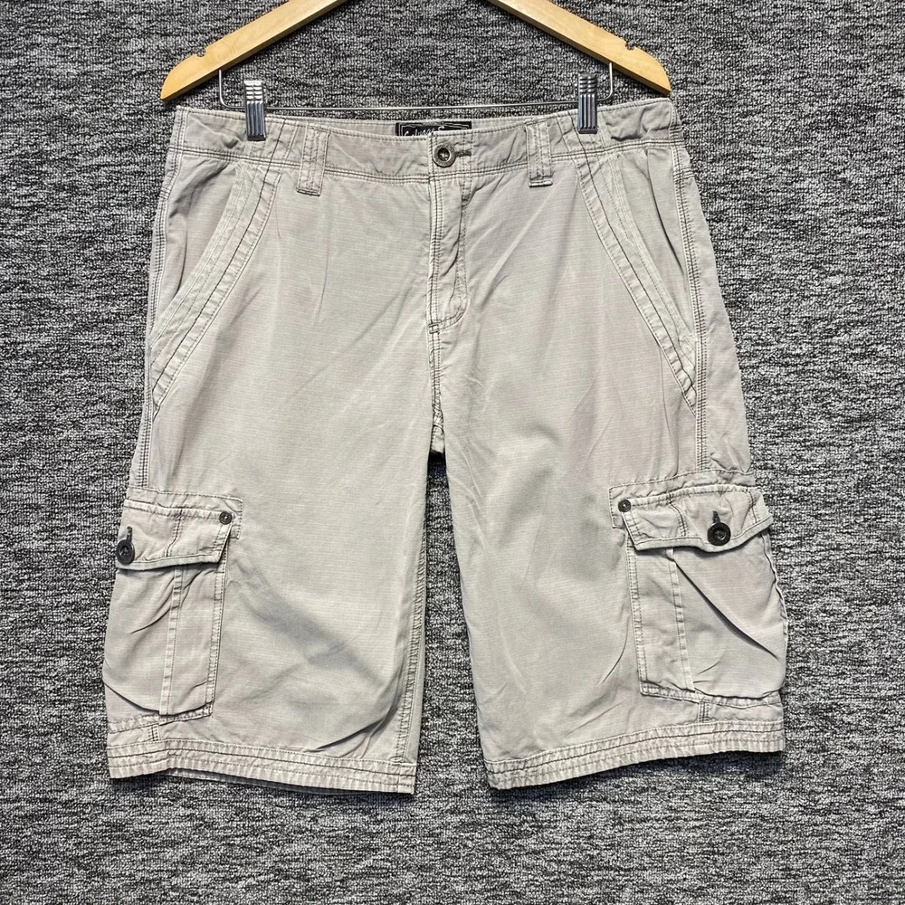 Salvage Supply Co Cargo Shorts Mens 32 Gray Embroidered Flap Pocket Workwear